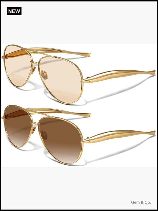 Oversized 70s Aviator Sunglasses Metal Frame UV Protection main image 7